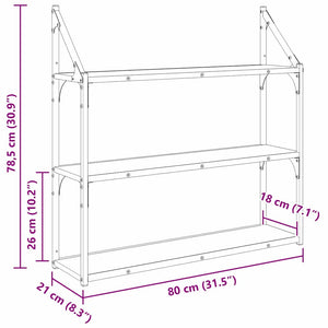 Ράφι Τοίχου Μαύρη Οξυά 80 x 21 x 78,5 cm Επεξεργασμένο ξύλο - Pakobazaar
