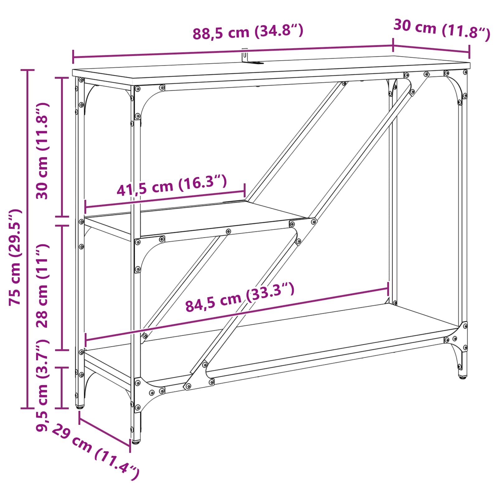 Τραπέζι κονσόλας Artisan Oak 88,5 x 30 x 75 εκ. - Pakobazaar