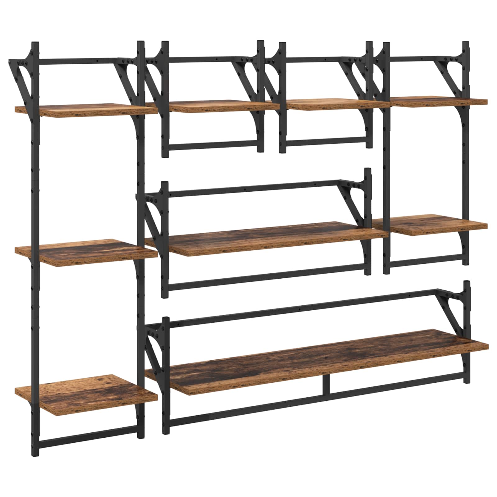 Σετ ραφιών τοίχου με ράφι 6 pcs Παλιό Ξύλο 100 x 25 x 30 cm - Pakobazaar