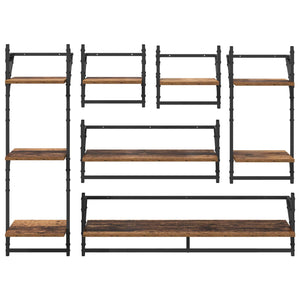 Σετ ραφιών τοίχου με ράφι 6 pcs Παλιό Ξύλο 100 x 25 x 30 cm - Pakobazaar