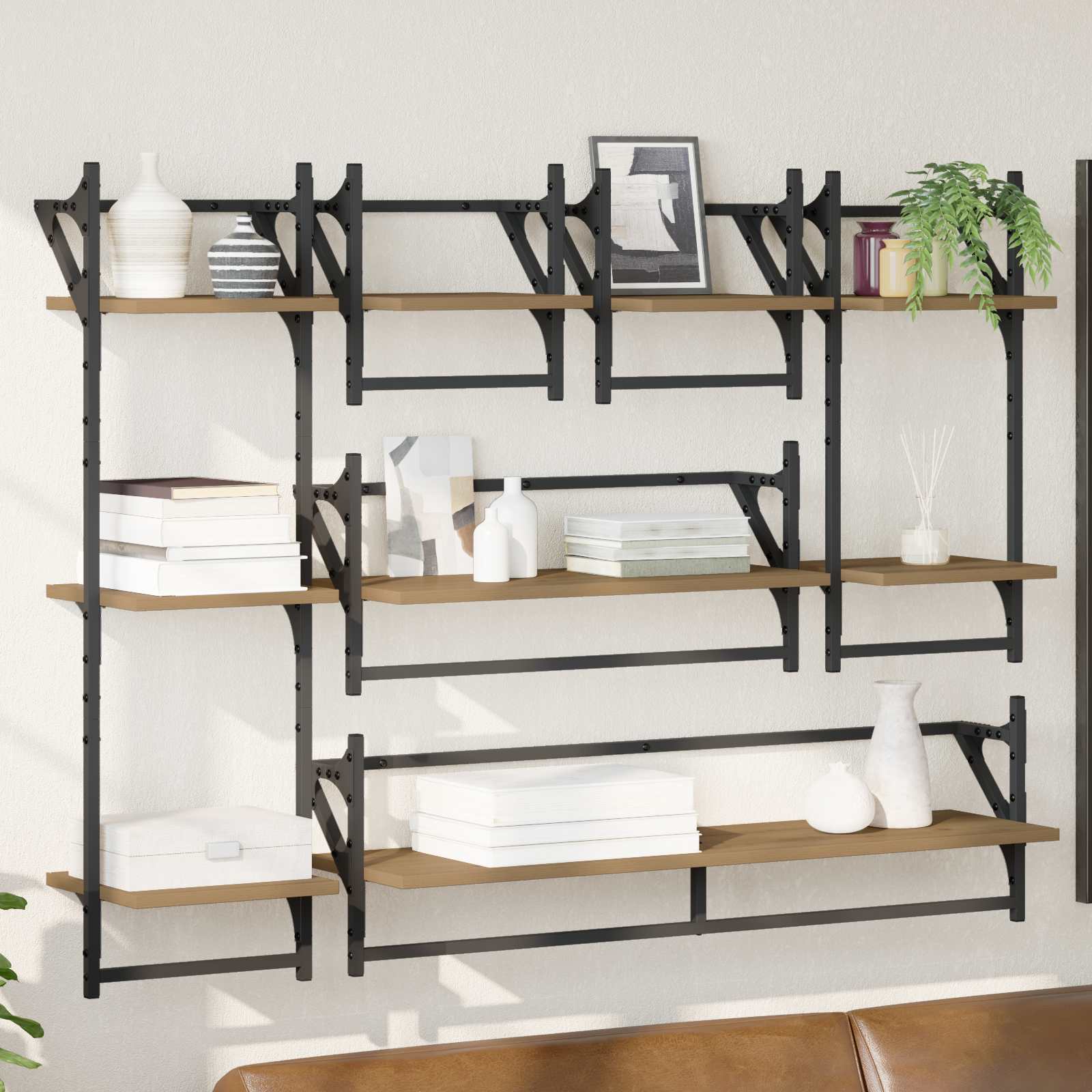 Σετ ραφιών τοίχου με ράφι 6 pcs Artisan Oak 100 x 25 x 30 cm - Pakobazaar