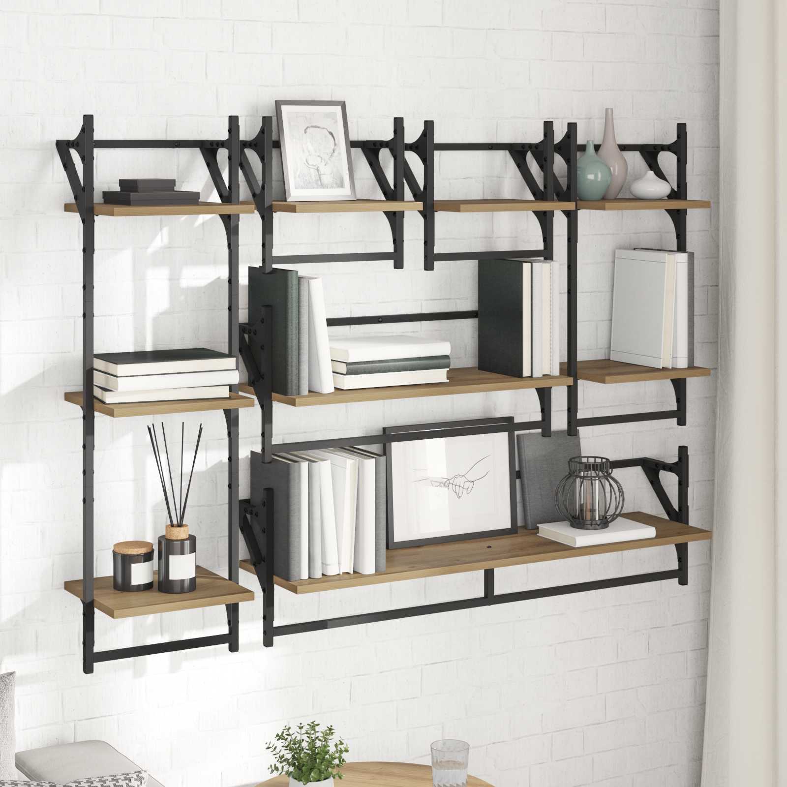 Σετ ραφιών τοίχου με ράφι 6 pcs Artisan Oak 100 x 25 x 30 cm - Pakobazaar