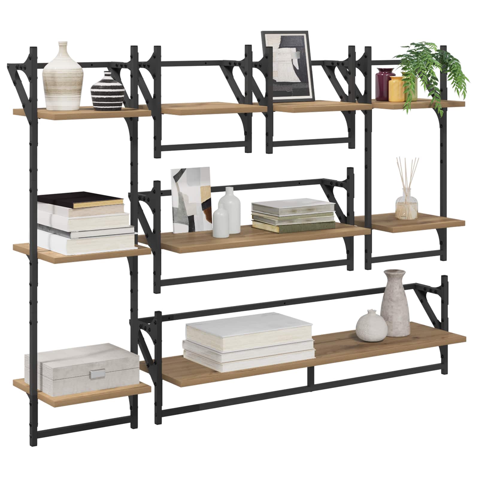 Σετ ραφιών τοίχου με ράφι 6 pcs Artisan Oak 100 x 25 x 30 cm - Pakobazaar