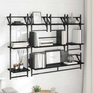 Σετ ραφιών τοίχου με ράφι 6 pcs Μαύρη Οξυά 100 x 25 x 30 cm - Pakobazaar