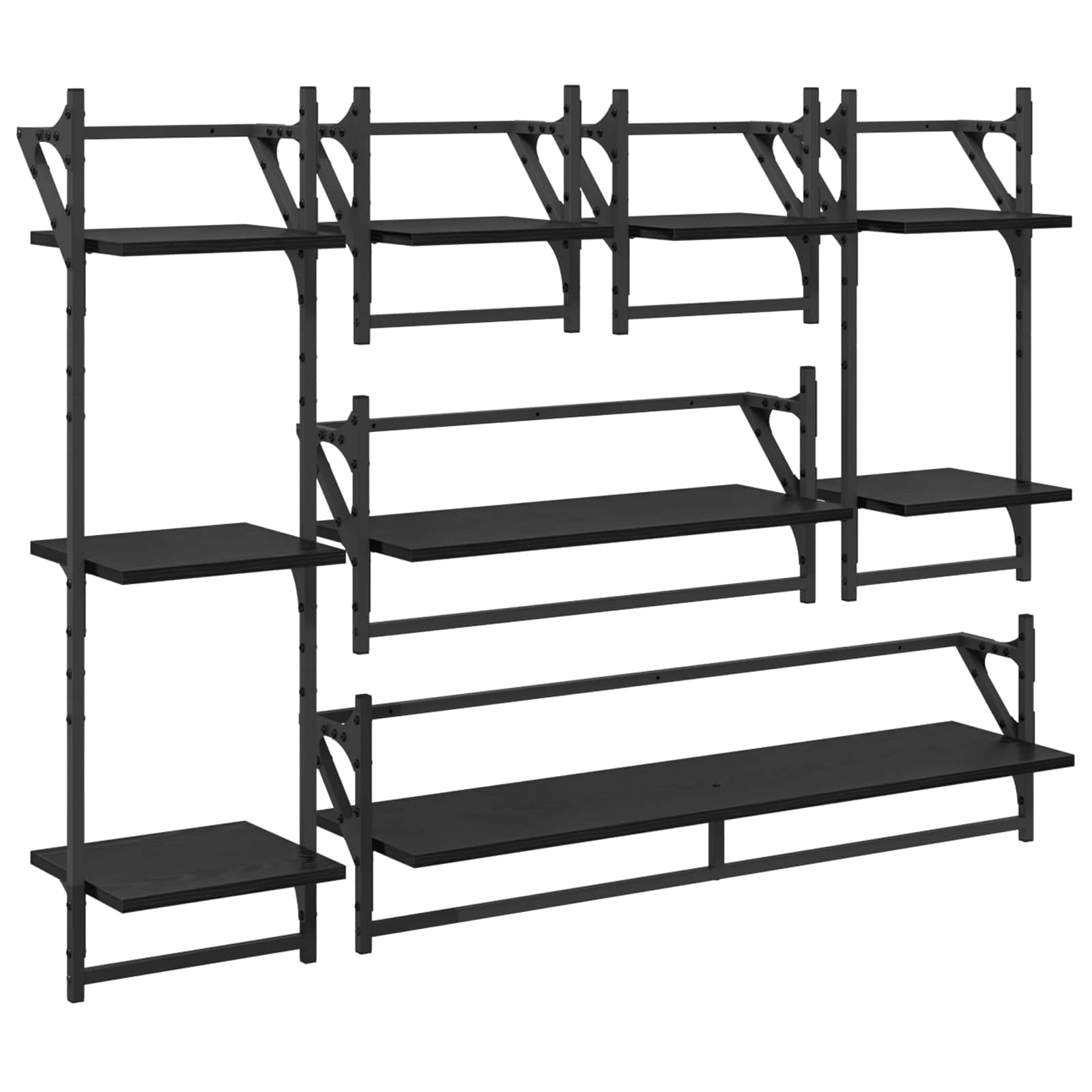 Σετ ραφιών τοίχου με ράφι 6 pcs Μαύρη Οξυά 100 x 25 x 30 cm - Pakobazaar