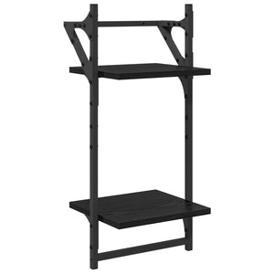 Σετ ραφιών τοίχου με ράφι 6 pcs Μαύρη Οξυά 100 x 25 x 30 cm - Pakobazaar