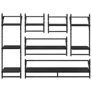 Σετ ραφιών τοίχου με ράφι 6 pcs Μαύρη Οξυά 100 x 25 x 30 cm - Pakobazaar