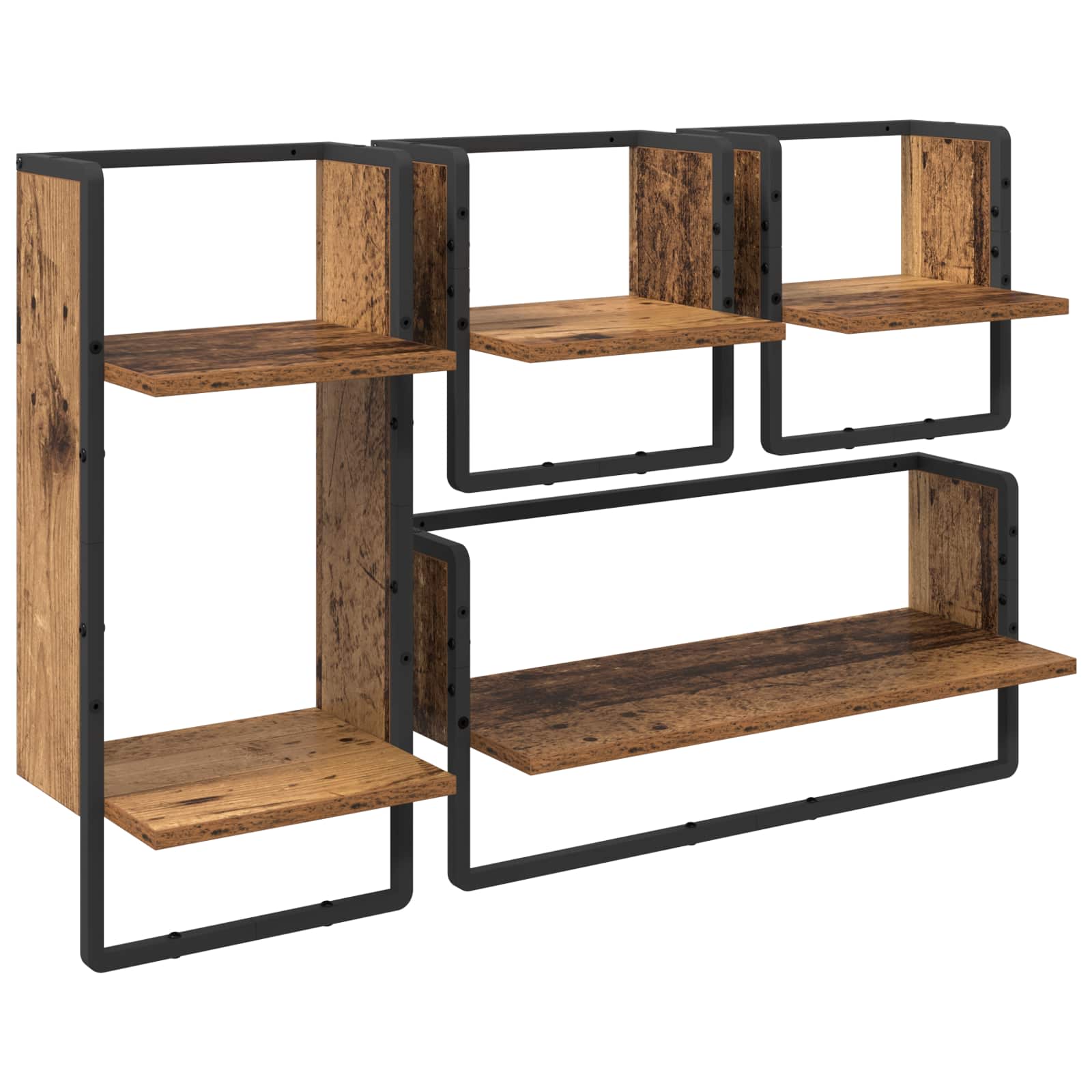 Σετ ραφιών τοίχου με ράφι 4 pcs Παλιό Ξύλο 65 x 25 x 30 cm - Pakobazaar