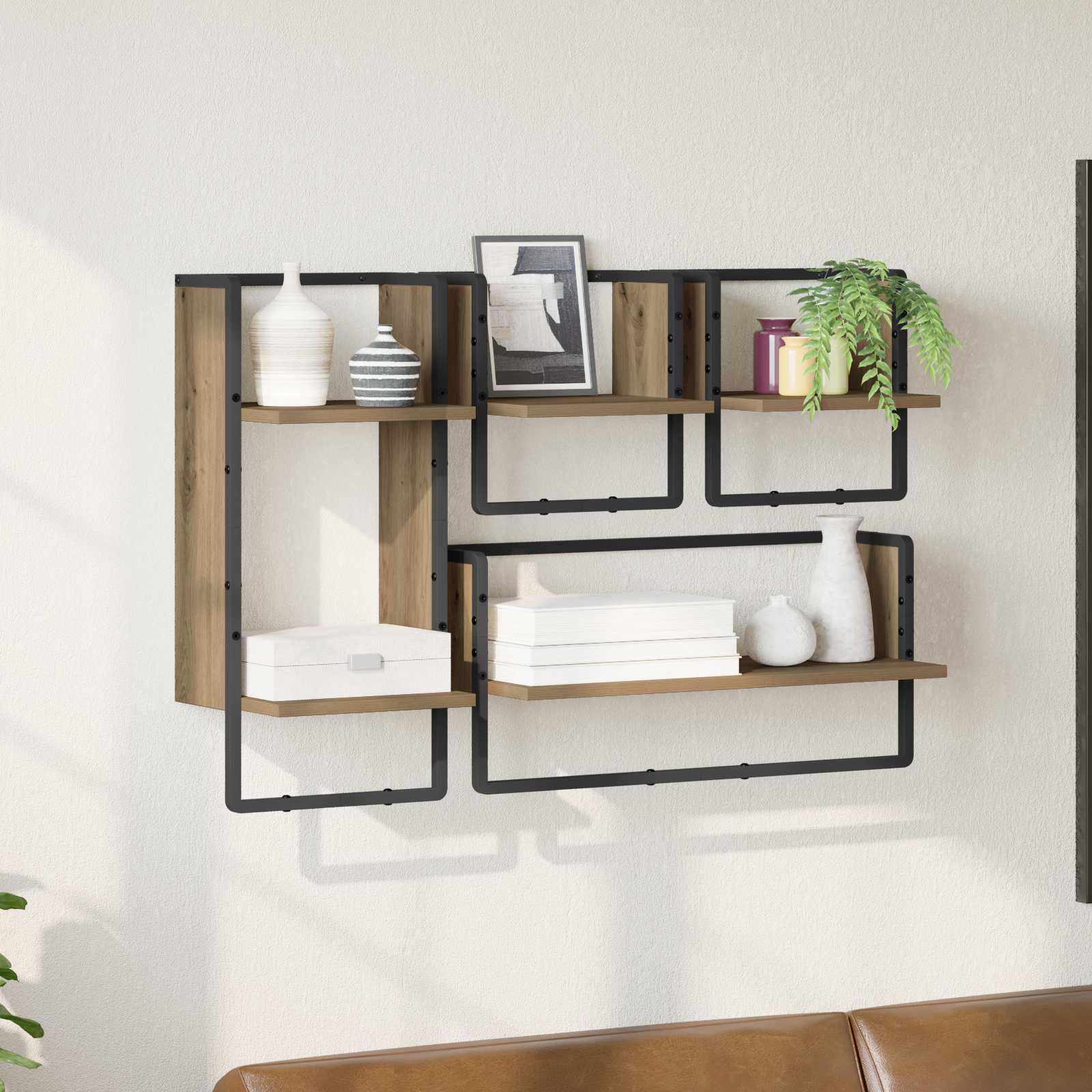 Σετ ραφιών τοίχου με ράφι 4 pcs Artisan Oak 65 x 25 x 30 cm - Pakobazaar