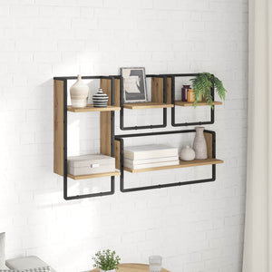 Σετ ραφιών τοίχου με ράφι 4 pcs Artisan Oak 65 x 25 x 30 cm - Pakobazaar