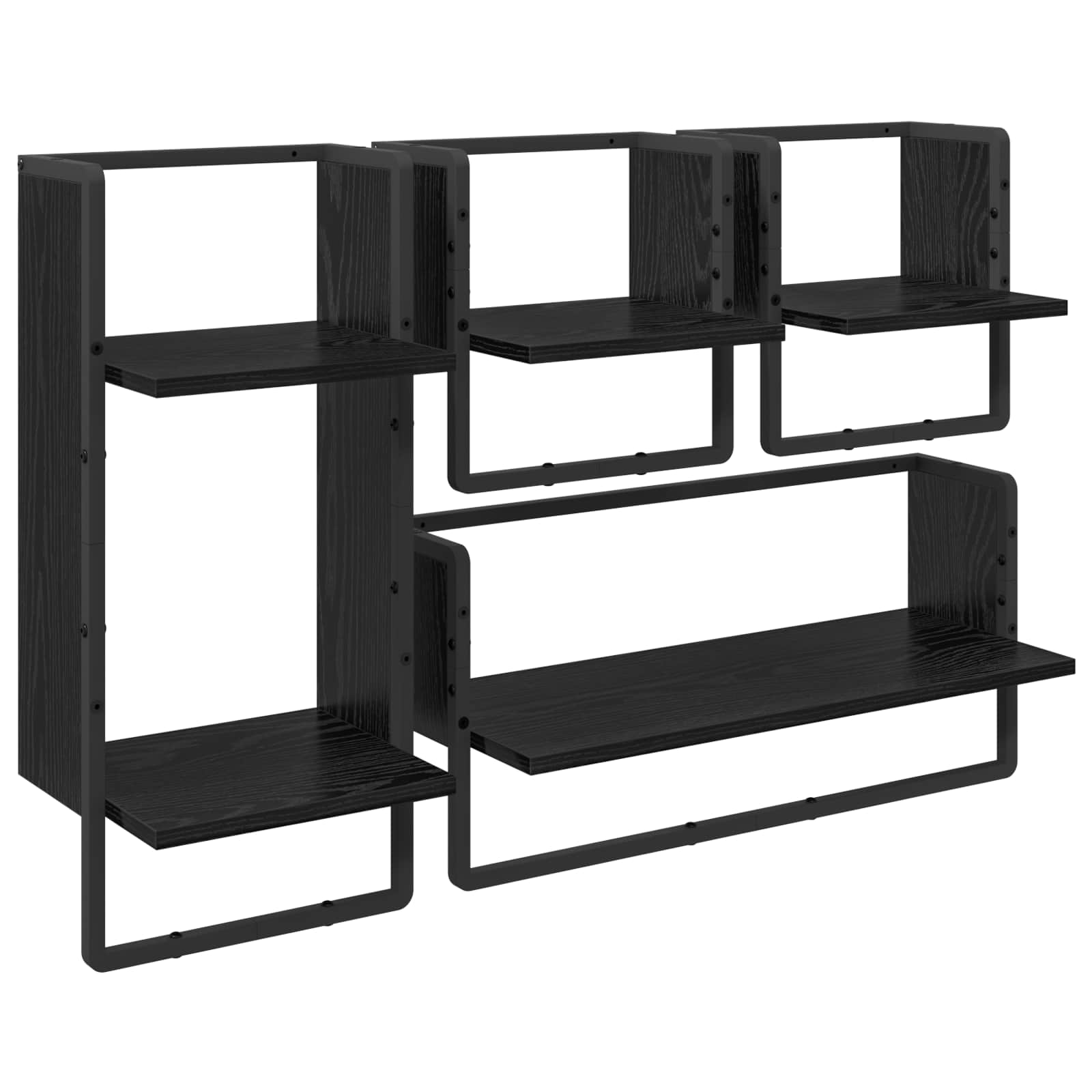Σετ ραφιών τοίχου με ράφι 4 pcs Μαύρη Οξυά 65 x 25 x 30 cm - Pakobazaar