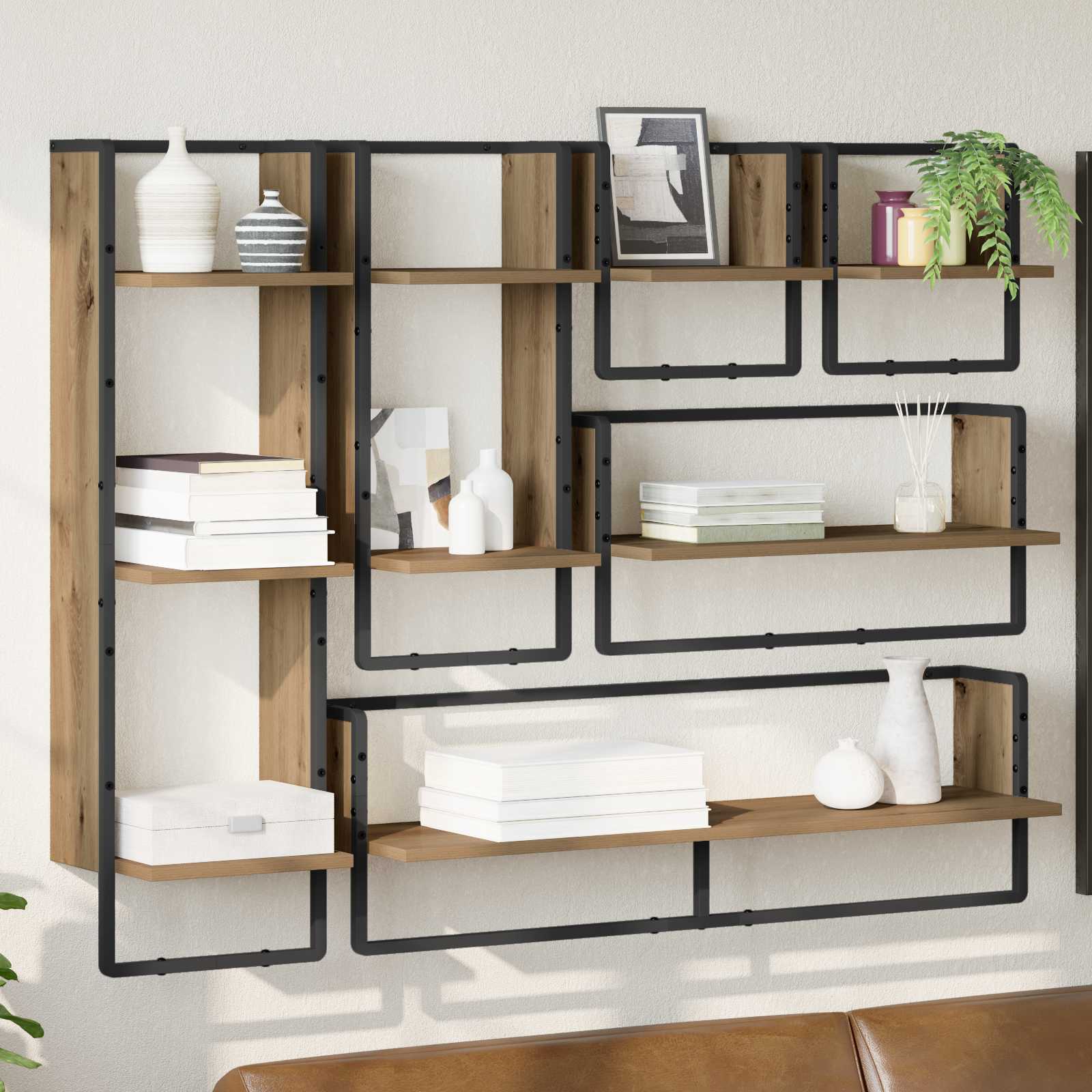 Σετ ραφιών τοίχου με ράφι 6 pcs Artisan Oak 100 x 25 x 30 cm - Pakobazaar