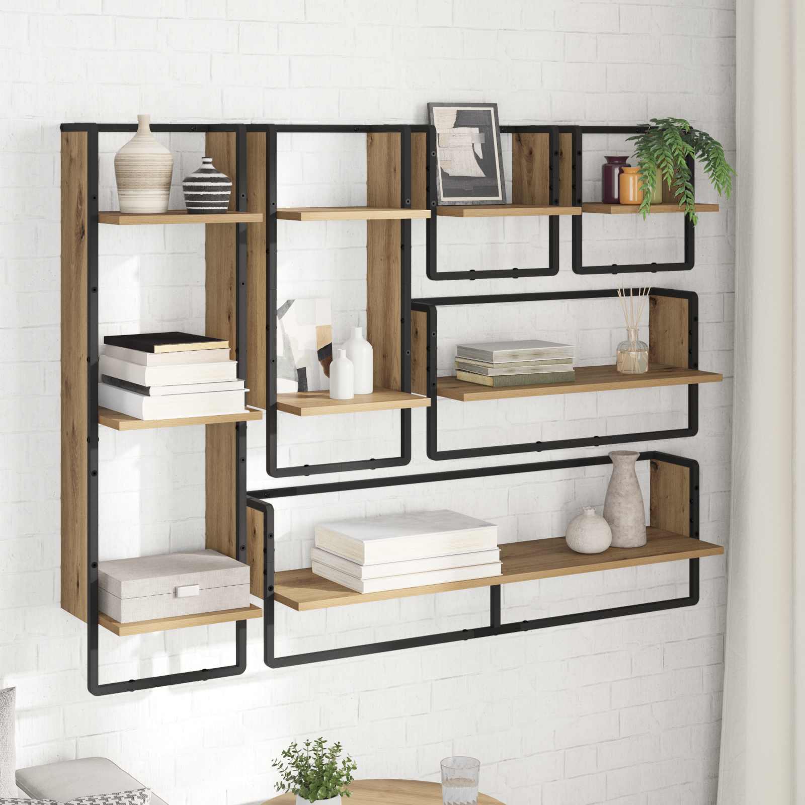Σετ ραφιών τοίχου με ράφι 6 pcs Artisan Oak 100 x 25 x 30 cm - Pakobazaar