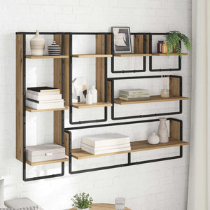 Σετ ραφιών τοίχου με ράφι 6 pcs Artisan Oak 100 x 25 x 30 cm - Pakobazaar