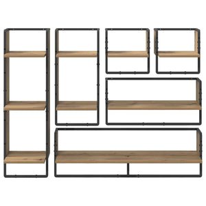 Σετ ραφιών τοίχου με ράφι 6 pcs Artisan Oak 100 x 25 x 30 cm - Pakobazaar