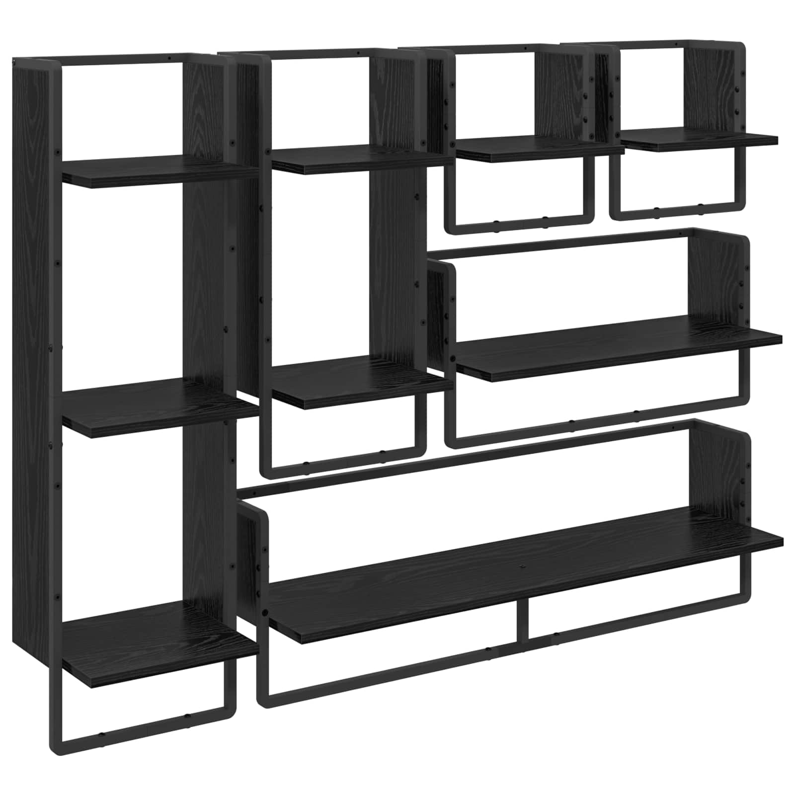 Σετ ραφιών τοίχου με ράφι 6 pcs Μαύρη Οξυά 100 x 25 x 30 cm - Pakobazaar
