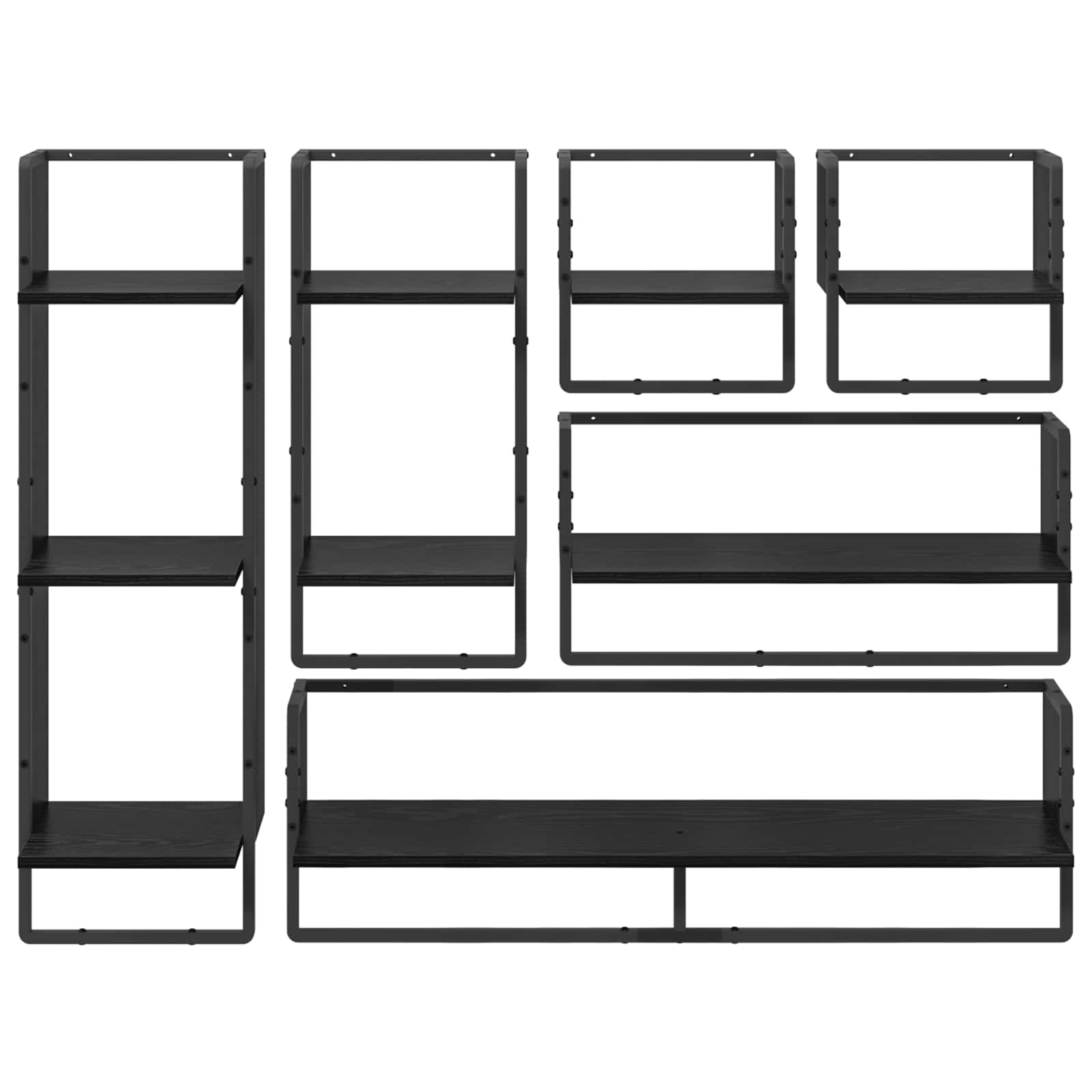 Σετ ραφιών τοίχου με ράφι 6 pcs Μαύρη Οξυά 100 x 25 x 30 cm - Pakobazaar