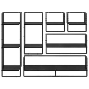 Σετ ραφιών τοίχου με ράφι 6 pcs Μαύρη Οξυά 100 x 25 x 30 cm - Pakobazaar