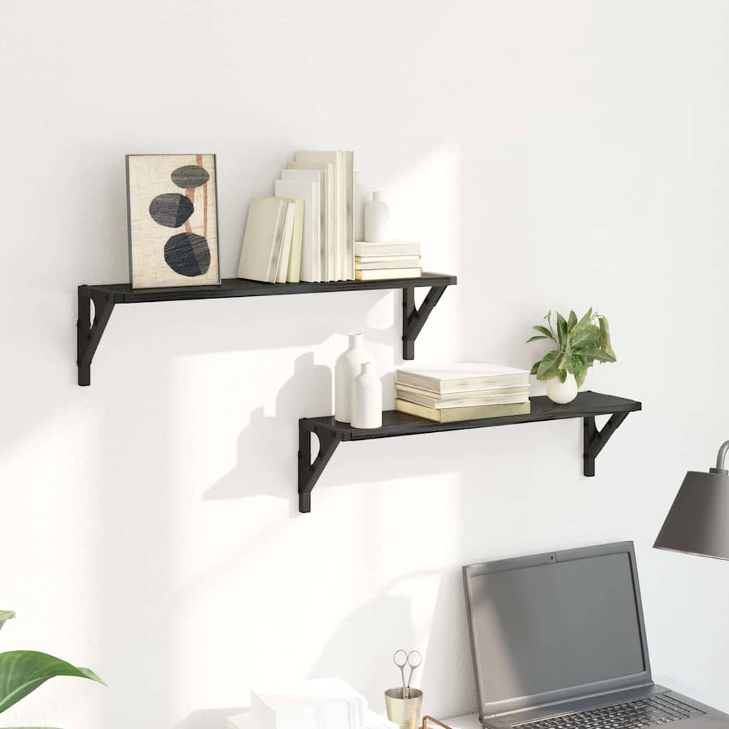 Ράφια Τοίχου με ράφι 2 pcs Μαύρη Οξυά 60 x 15 x 15,5 cm - Pakobazaar