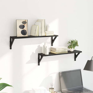 Ράφια Τοίχου με ράφι 2 pcs Μαύρη Οξυά 60 x 15 x 15,5 cm - Pakobazaar