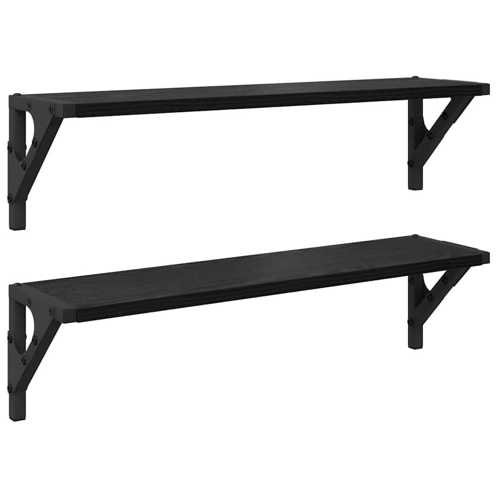 Ράφια Τοίχου με ράφι 2 pcs Μαύρη Οξυά 60 x 15 x 15,5 cm - Pakobazaar