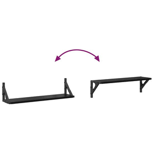 Ράφια Τοίχου με ράφι 2 pcs Μαύρη Οξυά 60 x 15 x 15,5 cm - Pakobazaar