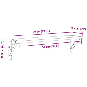 Ράφια Τοίχου με ράφι 2 pcs Μαύρη Οξυά 60 x 15 x 15,5 cm - Pakobazaar