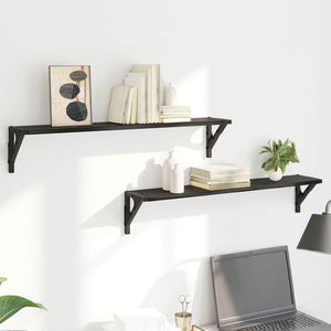 Ράφια Τοίχου με ράφι 2 pcs Μαύρη Οξυά 80 x 15 x 15,5 cm - Pakobazaar