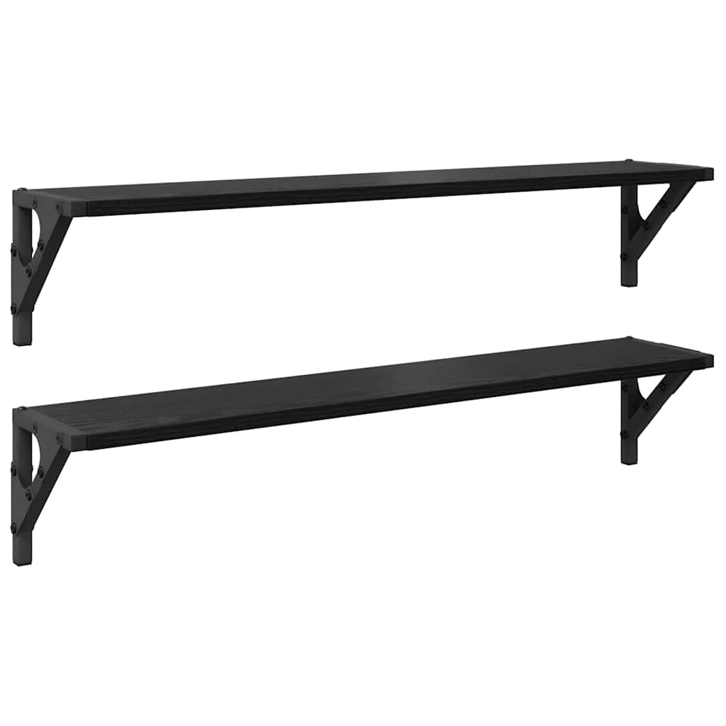 Ράφια Τοίχου με ράφι 2 pcs Μαύρη Οξυά 80 x 15 x 15,5 cm - Pakobazaar