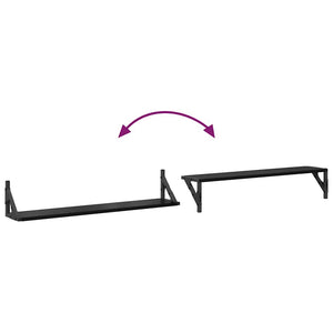 Ράφια Τοίχου με ράφι 2 pcs Μαύρη Οξυά 80 x 15 x 15,5 cm - Pakobazaar