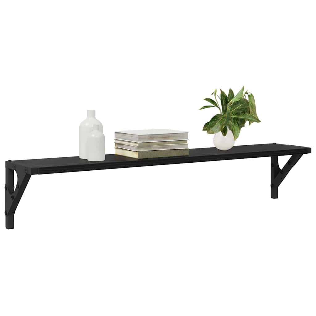 Ράφια Τοίχου με ράφι 2 pcs Μαύρη Οξυά 80 x 15 x 15,5 cm - Pakobazaar
