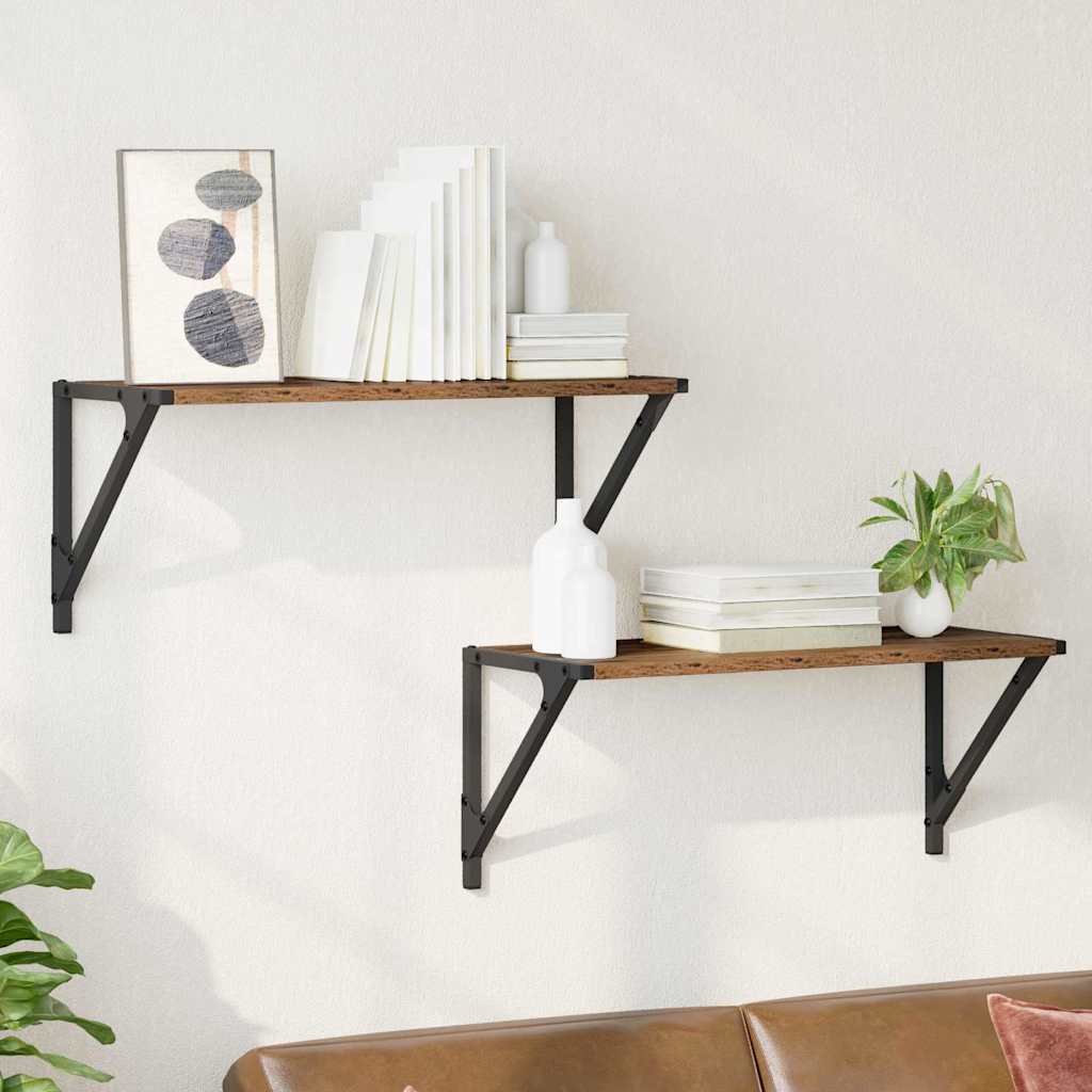Ράφια Τοίχου 2 τμχ. Παλιό Ξύλο 60 x 25 x 25,5 cm