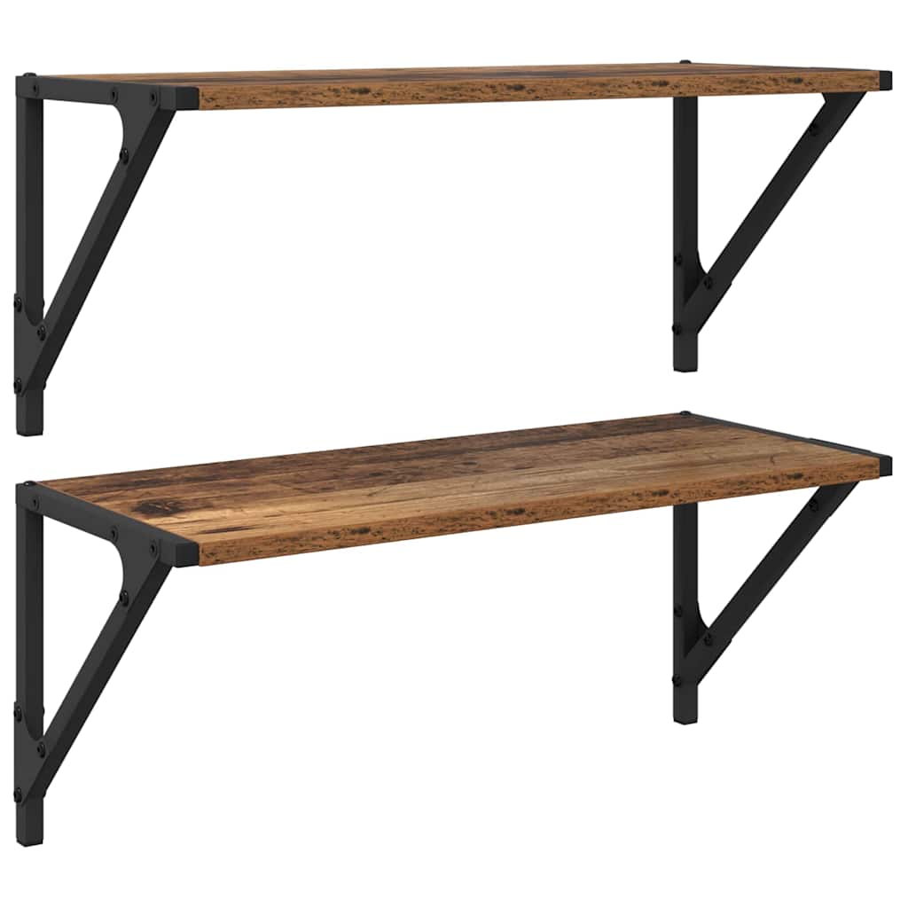 Ράφια Τοίχου 2 τμχ. Παλιό Ξύλο 60 x 25 x 25,5 cm