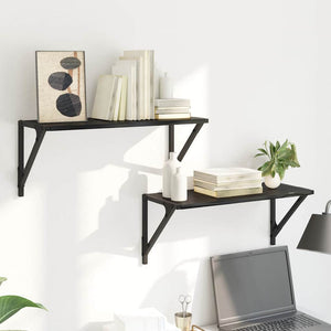 Ράφια Τοίχου με ράφι 2 pcs Μαύρη Οξυά 60 x 25 x 25,5 cm - Pakobazaar