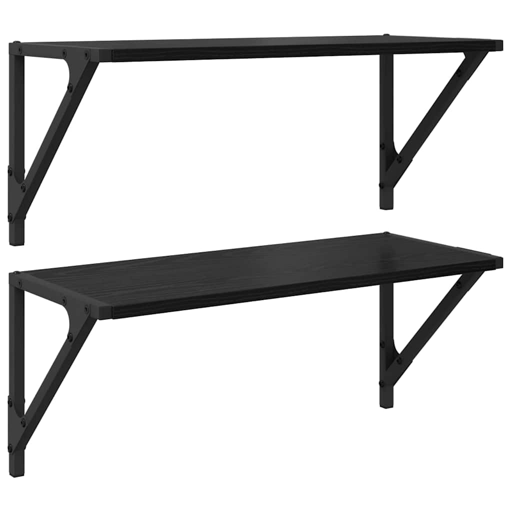 Ράφια Τοίχου με ράφι 2 pcs Μαύρη Οξυά 60 x 25 x 25,5 cm - Pakobazaar