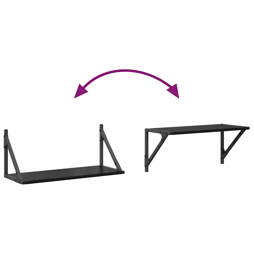 Ράφια Τοίχου με ράφι 2 pcs Μαύρη Οξυά 60 x 25 x 25,5 cm - Pakobazaar