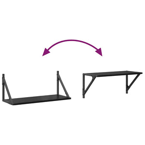 Ράφια Τοίχου με ράφι 2 pcs Μαύρη Οξυά 60 x 25 x 25,5 cm - Pakobazaar
