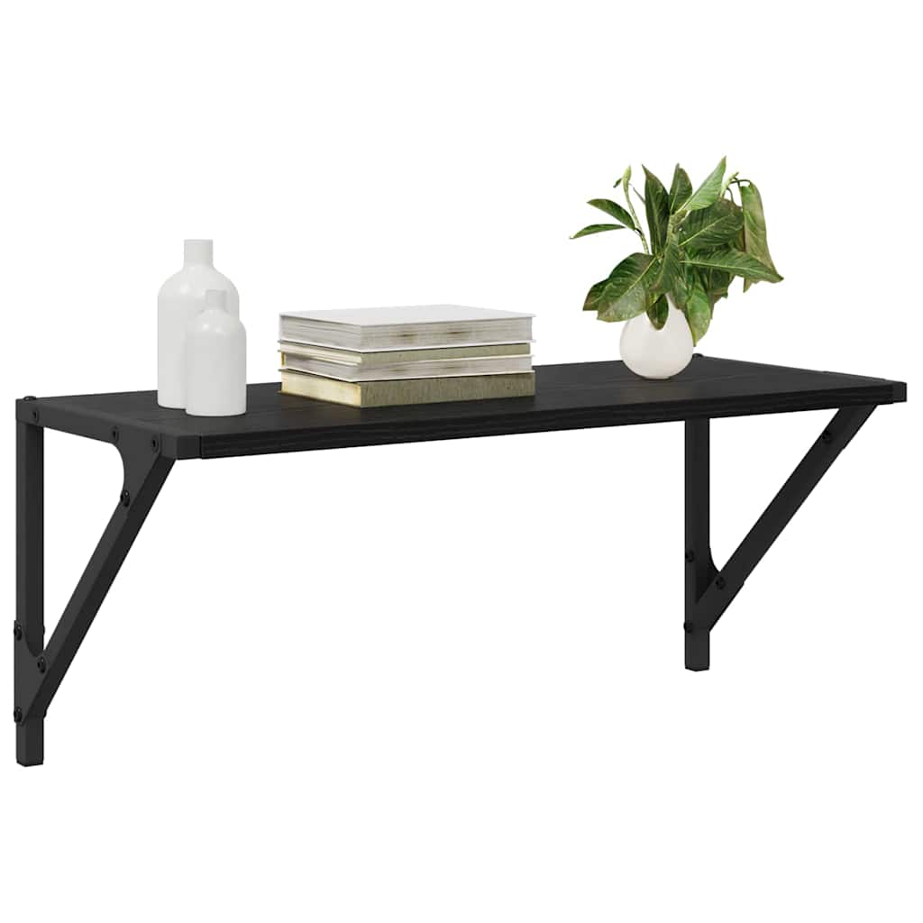 Ράφια Τοίχου με ράφι 2 pcs Μαύρη Οξυά 60 x 25 x 25,5 cm - Pakobazaar