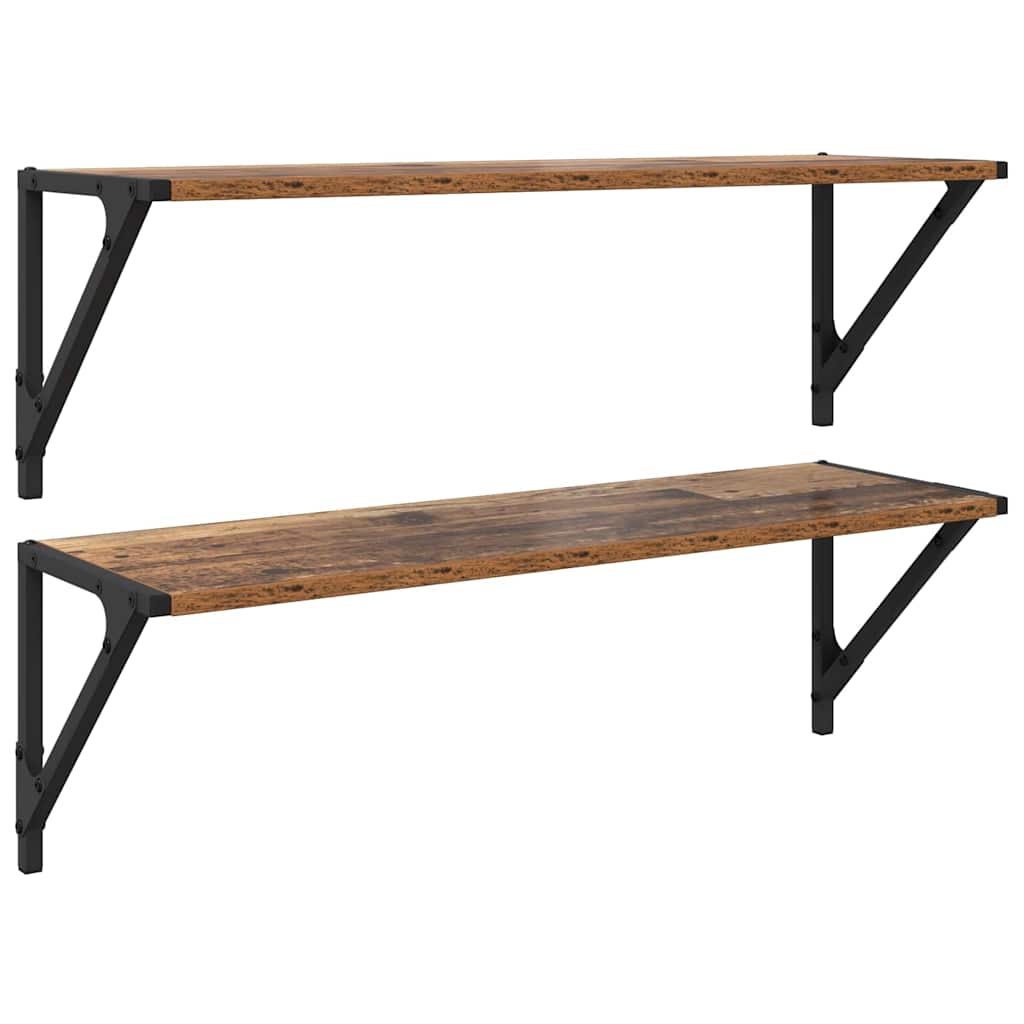 Ράφια Τοίχου 2 τμχ. Παλιό Ξύλο 80 x 25 x 25,5 cm