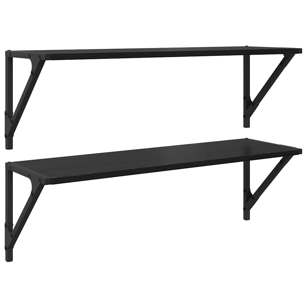 Ράφια Τοίχου με ράφι 2 pcs Μαύρη Οξυά 80 x 25 x 25,5 cm - Pakobazaar