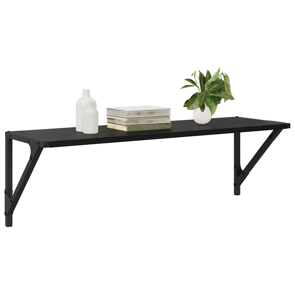 Ράφια Τοίχου με ράφι 2 pcs Μαύρη Οξυά 80 x 25 x 25,5 cm - Pakobazaar