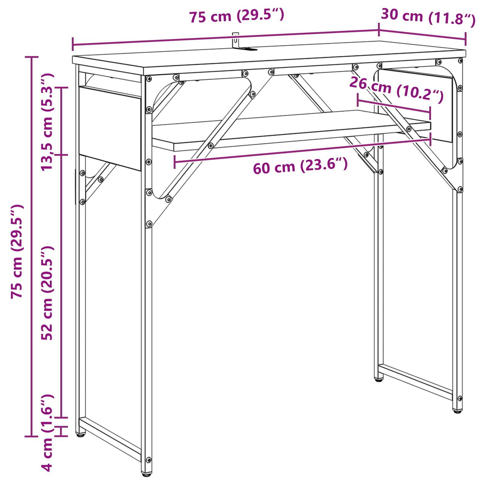 ΤραπέζιΚονσόλας Artisan Oak 75x30x75εκ. Επεξεργασμένο ξύλο - Pakobazaar