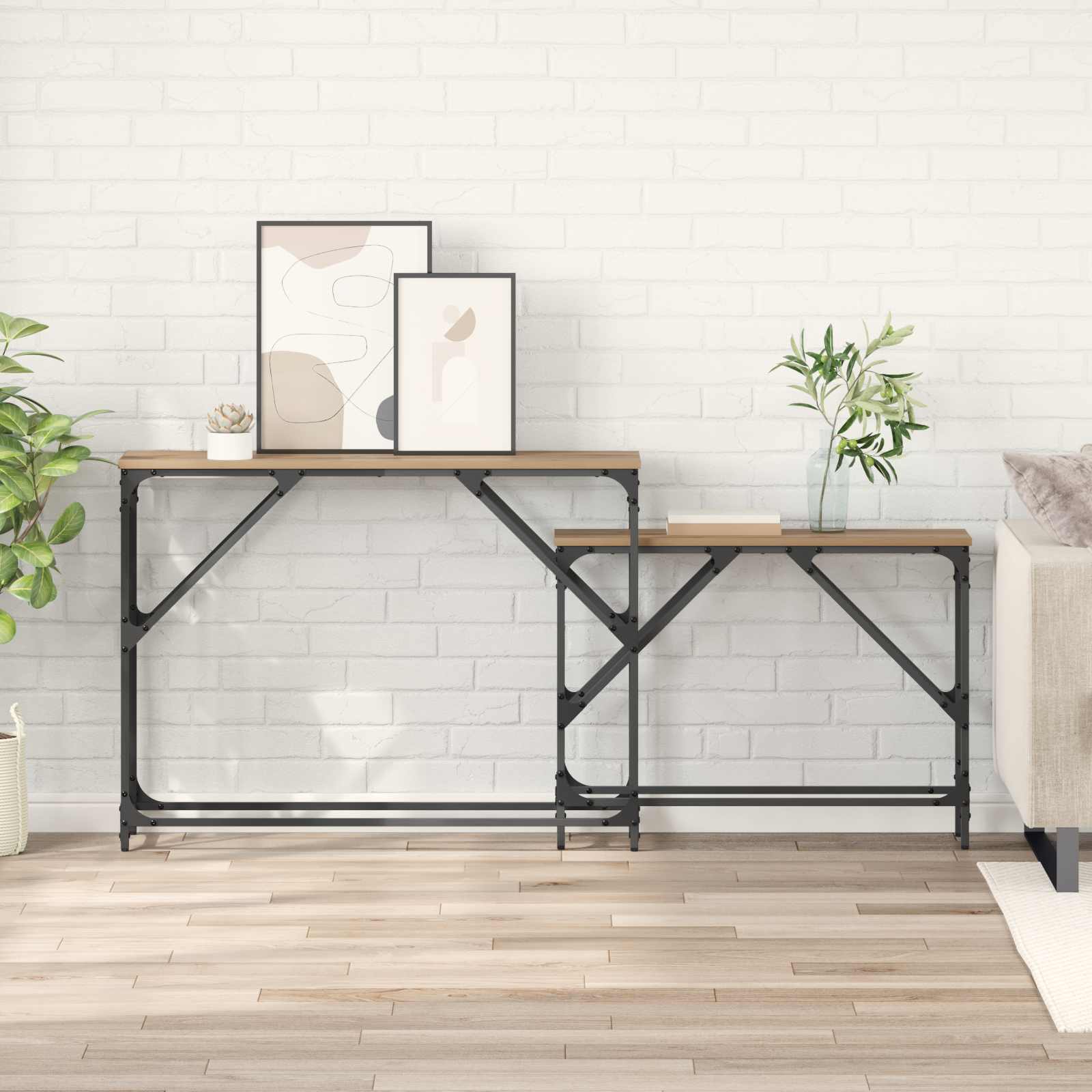Τραπέζι κονσόλας 2 pcs Artisan Oak 100 x 28 x 75 εκ. - Pakobazaar