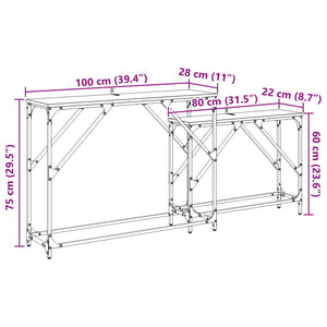 Τραπέζι κονσόλας 2 pcs Artisan Oak 100 x 28 x 75 εκ. - Pakobazaar