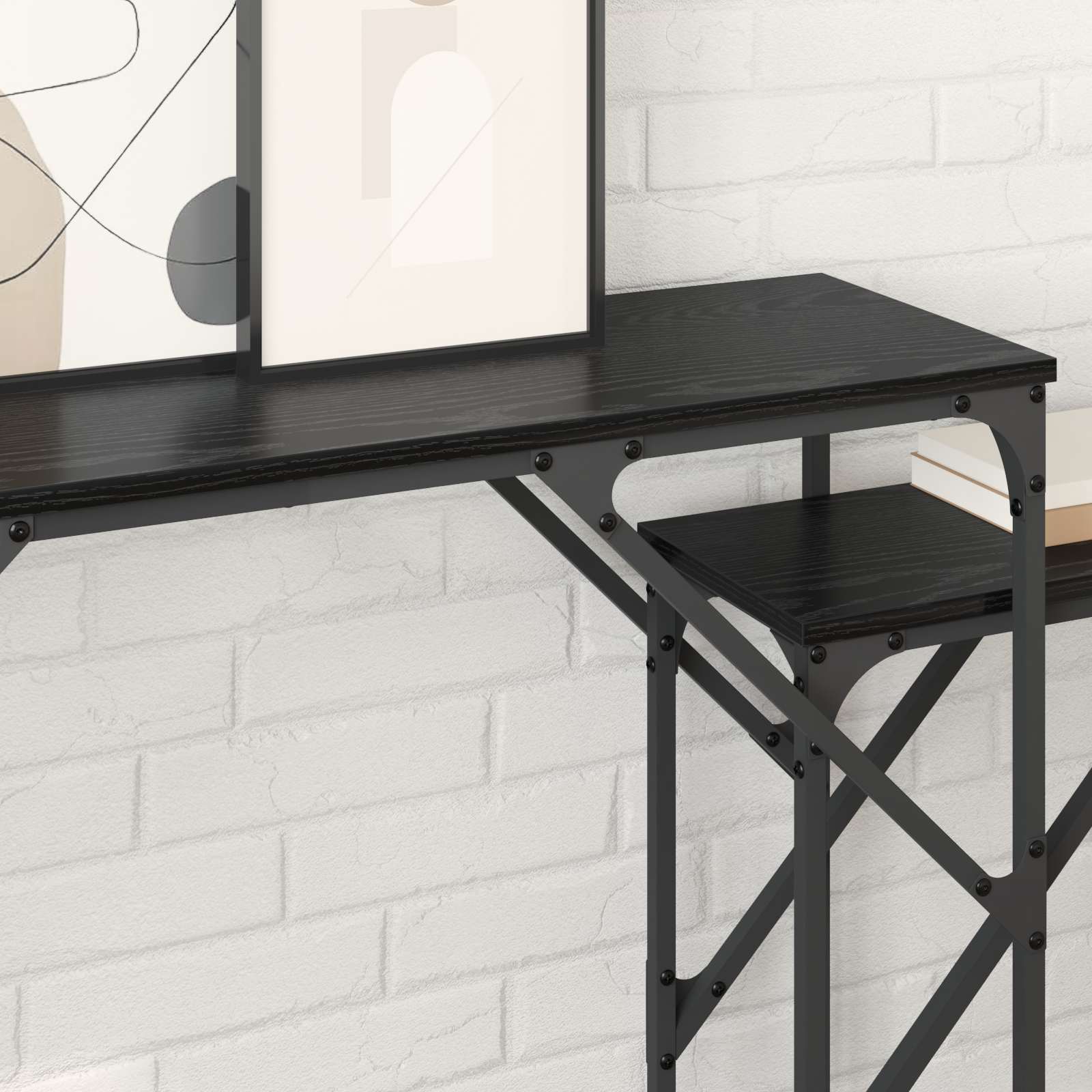 Τραπέζι κονσόλας 2 pcs Μαύρη Οξυά 100 x 28 x 75 εκ. - Pakobazaar