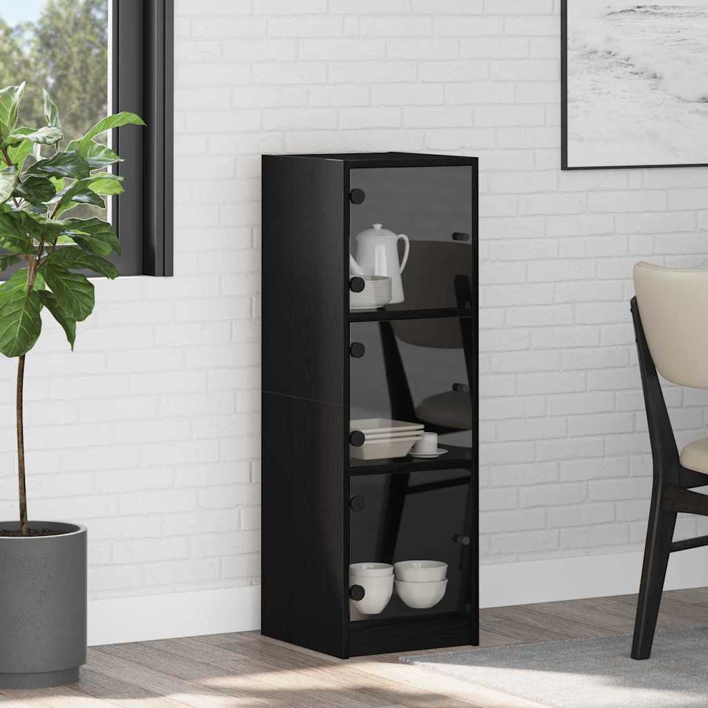 Highboard Μαύρη Οξυά 35 x 37 x 109 εκ Επεξεργασμένο ξύλο