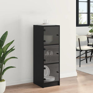 Highboard Μαύρη Οξυά 35 x 37 x 109 εκ Επεξεργασμένο Ξύλο