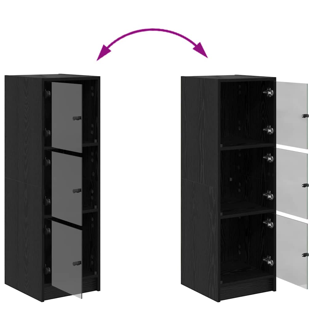 Highboard Μαύρη Οξυά 35 x 37 x 109 εκ Επεξεργασμένο ξύλο