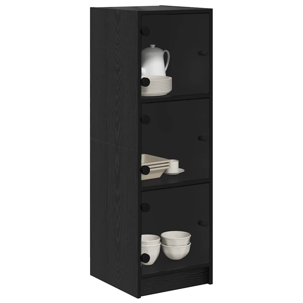 Highboard Μαύρη Οξυά 35 x 37 x 109 εκ Επεξεργασμένο ξύλο