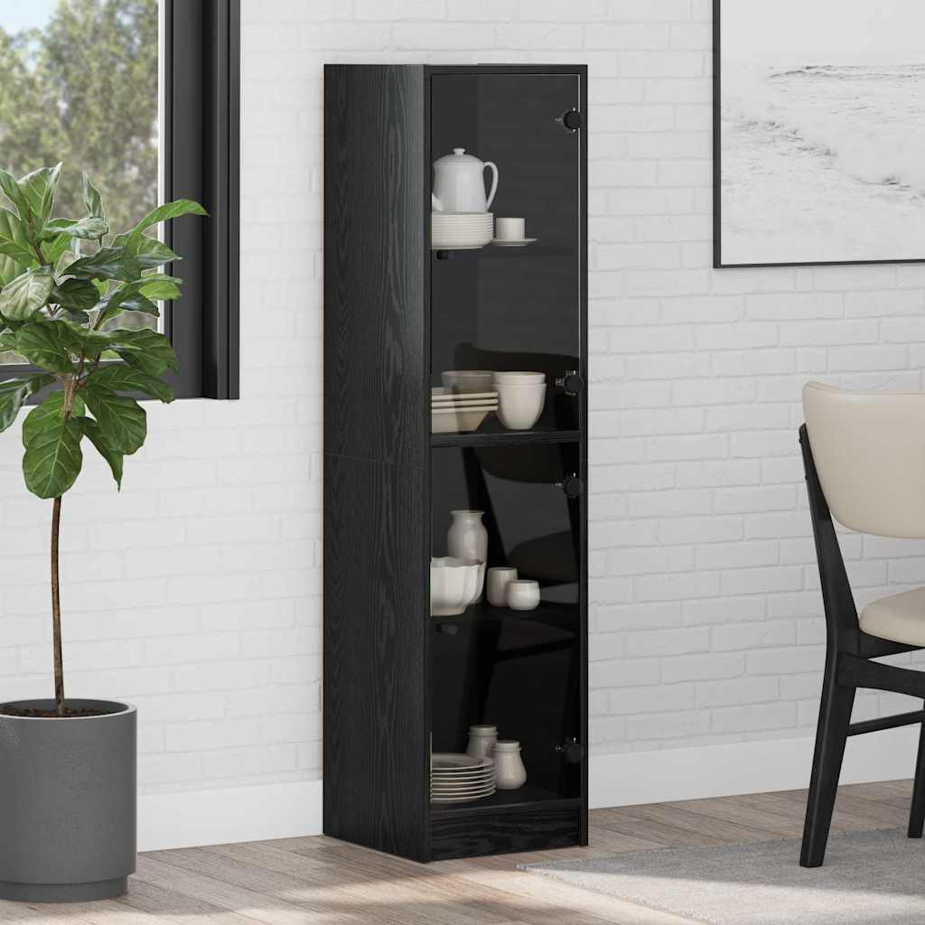 Highboard Μαύρη Οξυά 35 x 37 x 142 εκ Επεξεργασμένο ξύλο - Pakobazaar